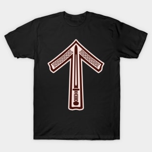 Tyr / Tiwaz - Bone and Burnt Wood Inverted - Viking / Norse / Saxon Futhark Rune T-Shirt